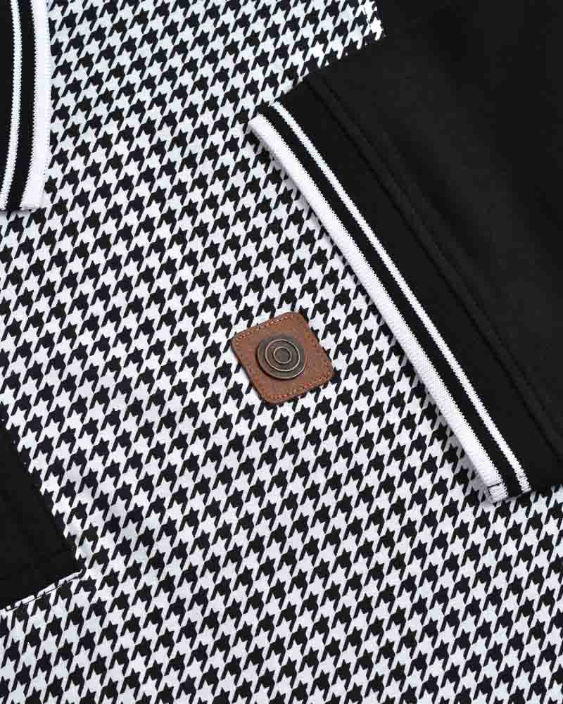 Lambretta Mens Black/White Houndstooth Polo Shirts