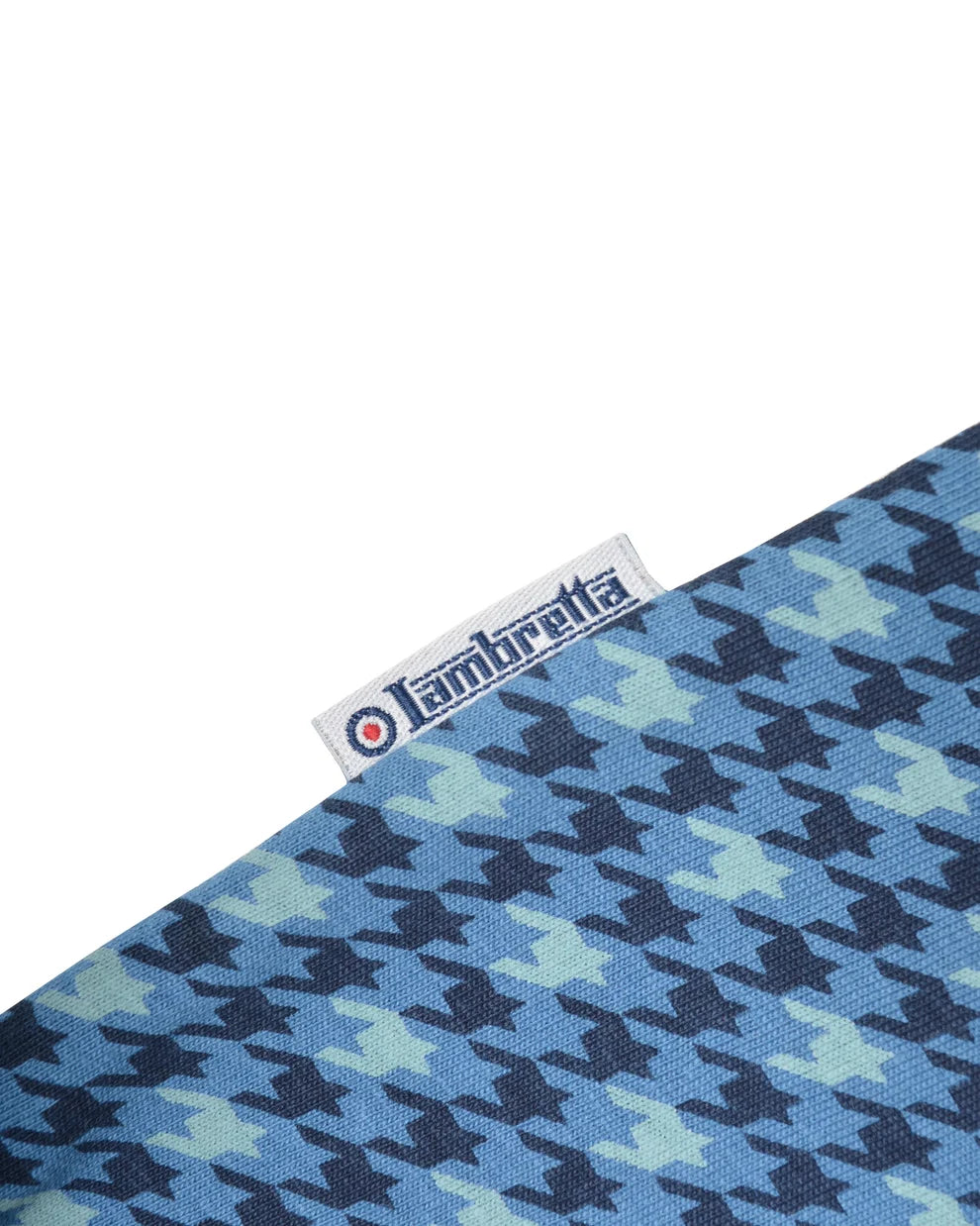 Lambretta Mens Dark Blue Houndstooth Print Cotton Polo Shirts