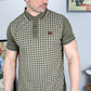Lambretta Mens Khaki Green Houndstooth Print Cotton Polo Shirts