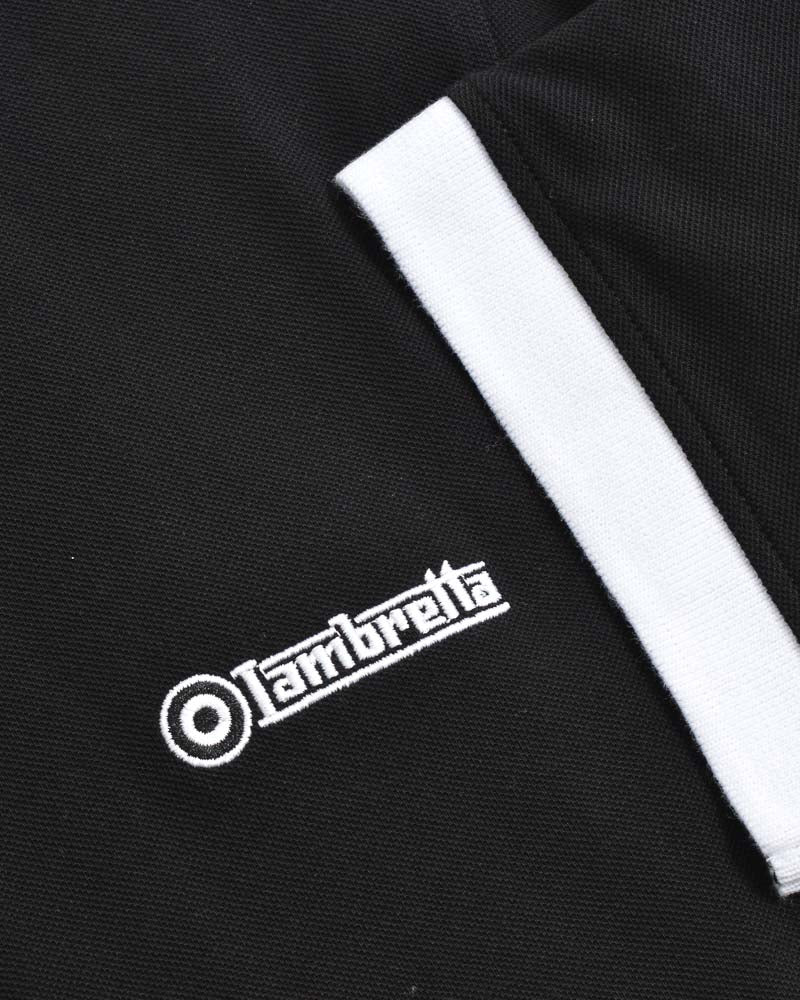 Lambretta Mens Black Checkerboard Collar Polo Shirts