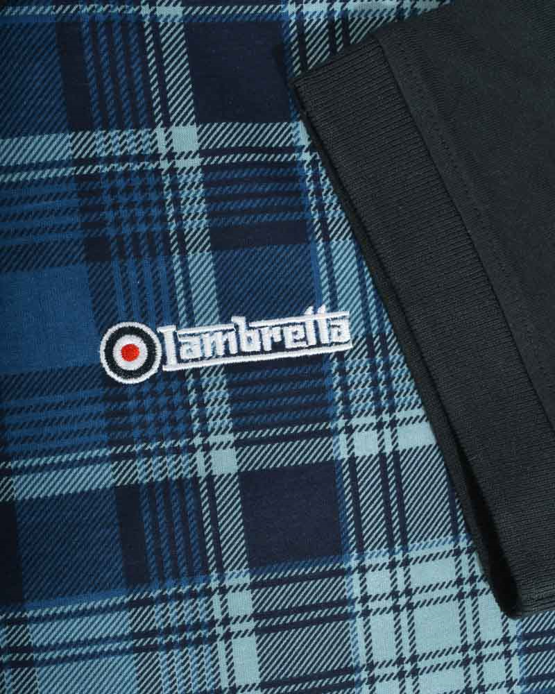 Lambretta Mens Navy Blue All Over Check Polo Shirts