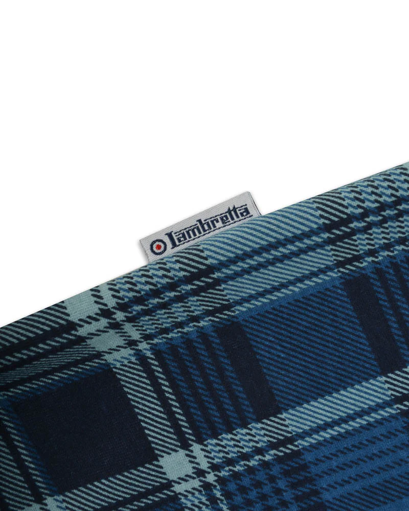 Lambretta Mens Navy Blue All Over Check Polo Shirts
