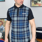 Lambretta Mens Navy Blue All Over Check Polo Shirts