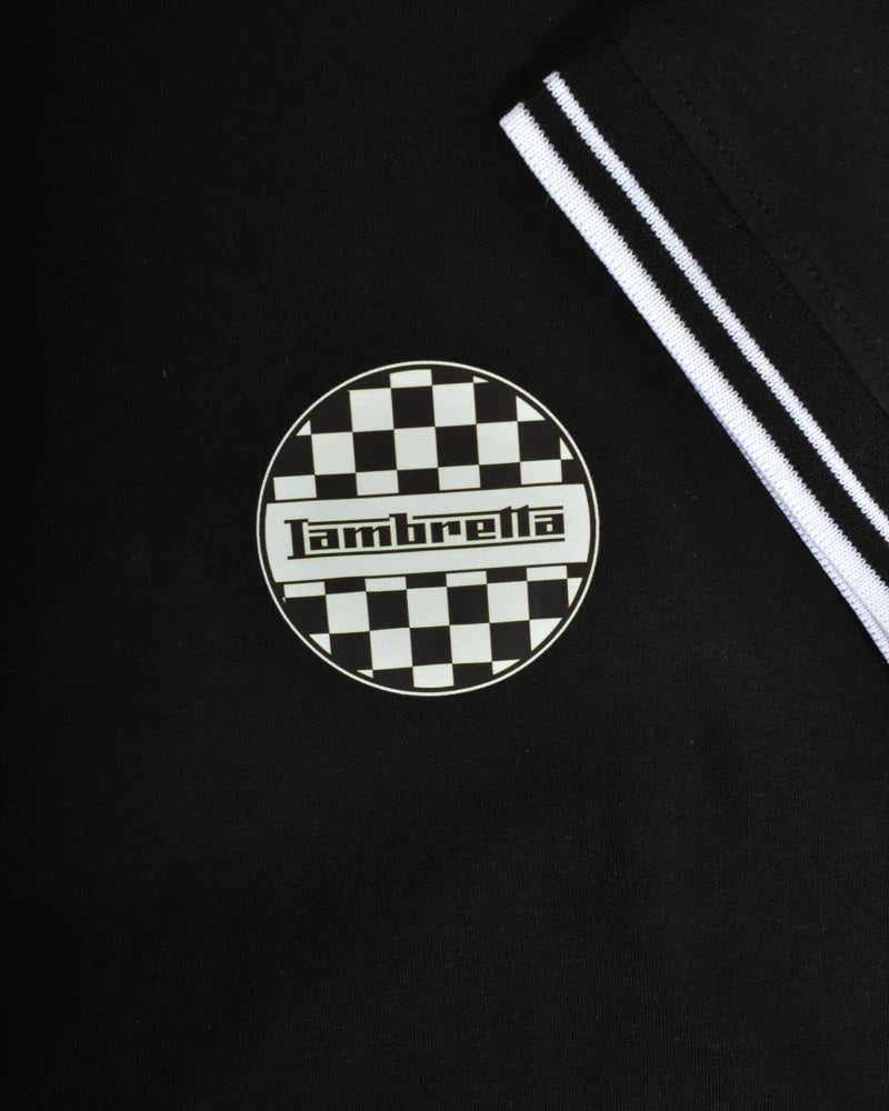 Lambretta Black & White Two Tone Badge Polo Shirts