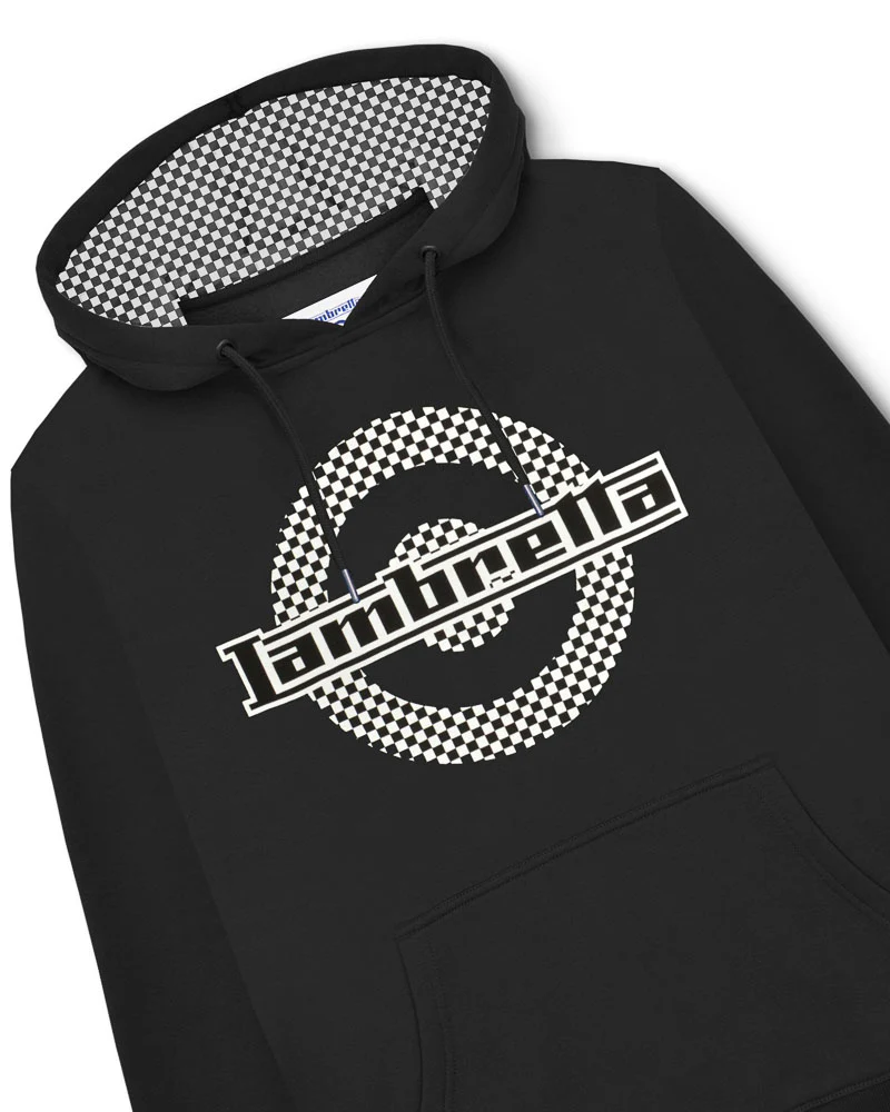 Lambretta Mens Black Check Target Hooded Top