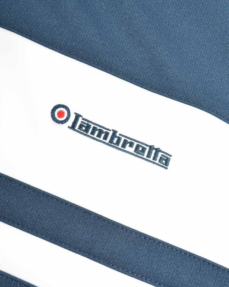 Lambretta logo on a blue and white background