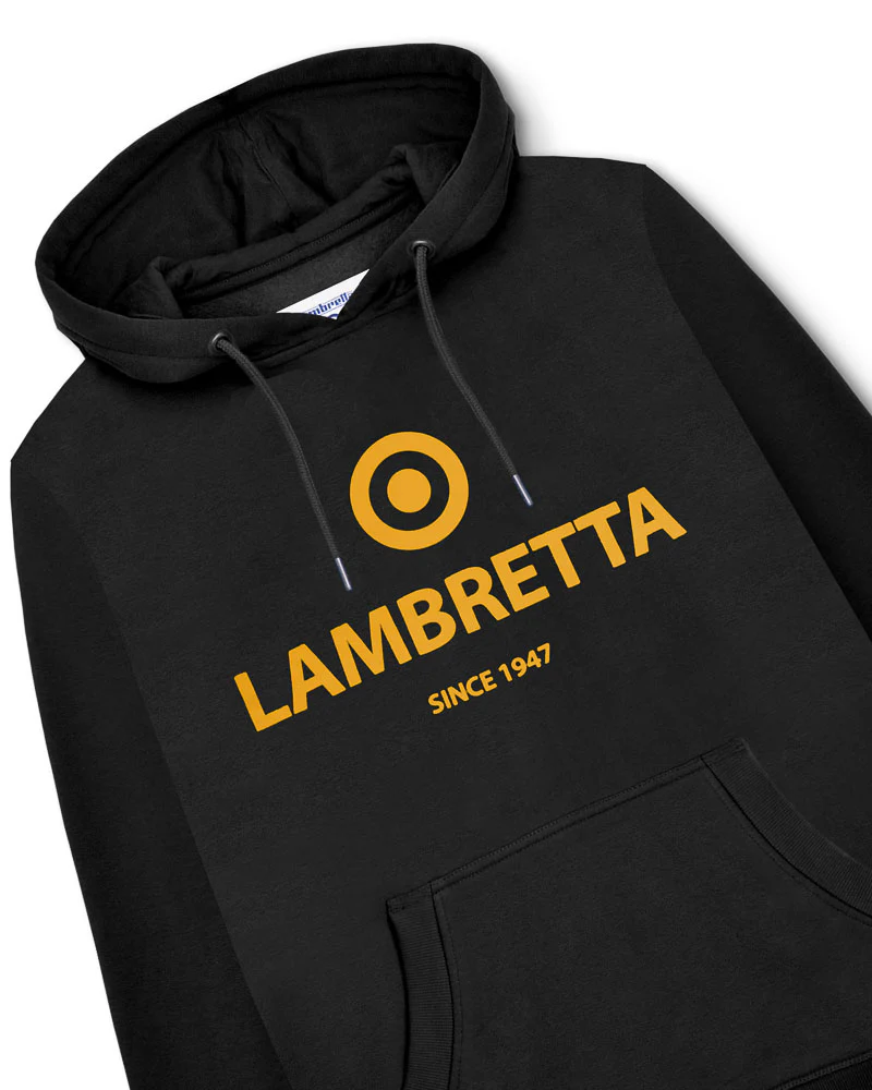 Lambretta Mens Black Logo Hooded Top