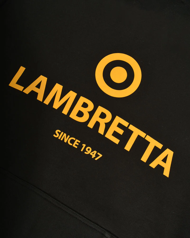 Lambretta Mens Black Logo Hooded Top