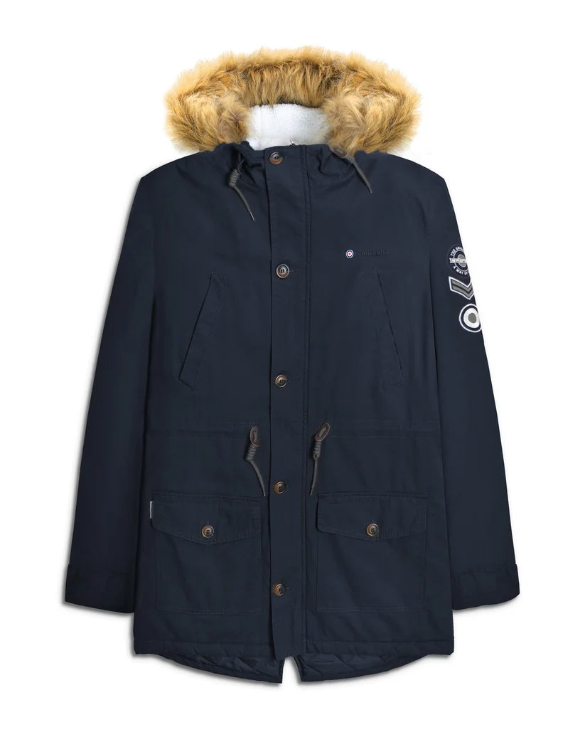 Lambretta Mens Dark Navy Retro Fishtail Parka