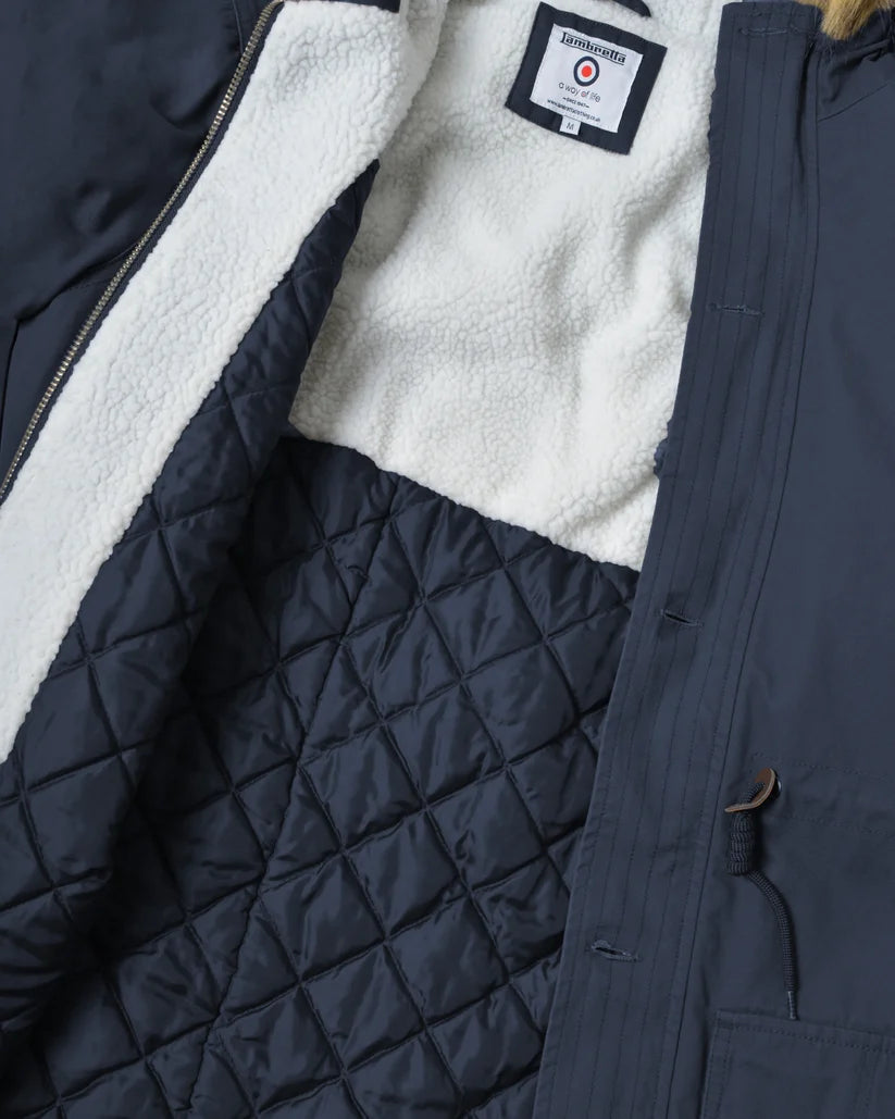 Lambretta Mens Dark Navy Retro Fishtail Parka