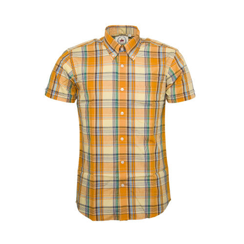 Relco Mens Orange Check Short Sleeved Limited Edition Button Down Shirts