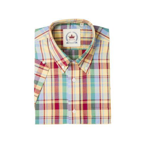 Relco Mens Multi Check Short Sleeved Limited Edition Button Down Shirts