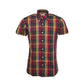 Plaid short-sleeve shirt on a white background