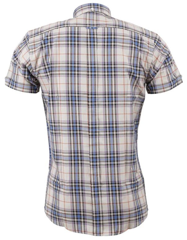 Relco Mens Stone Check Short Sleeved Vintage/Retro Mod Button Down Shirts