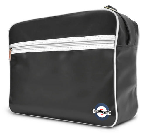 Lambretta Classic Retro Black/White Messenger/Flight Bag