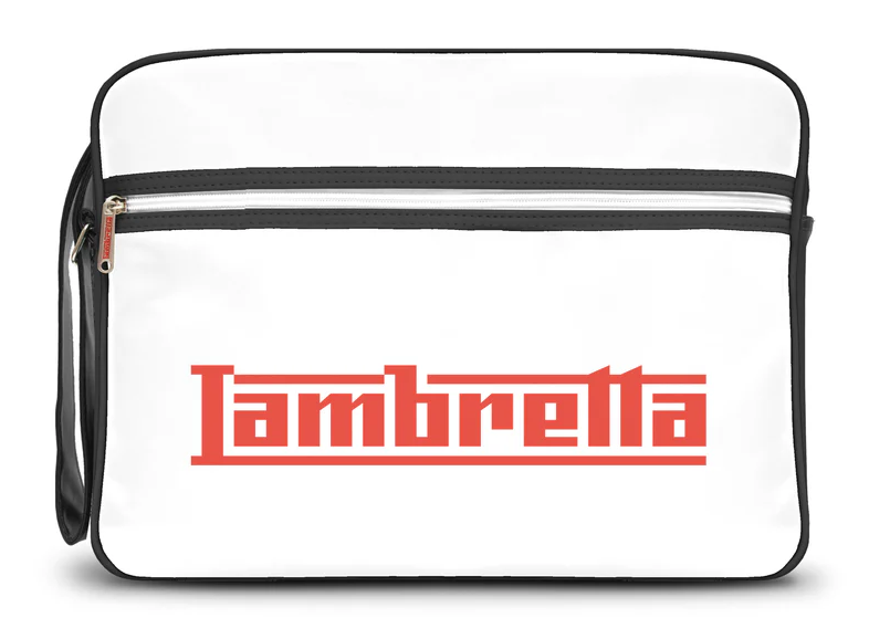 Lambretta Classic Retro Logo White/Black Messenger/Flight Bag