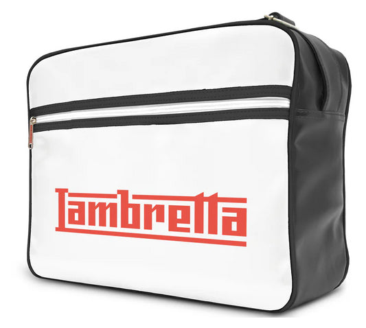 Lambretta Classic Retro Logo White/Black Messenger/Flight Bag