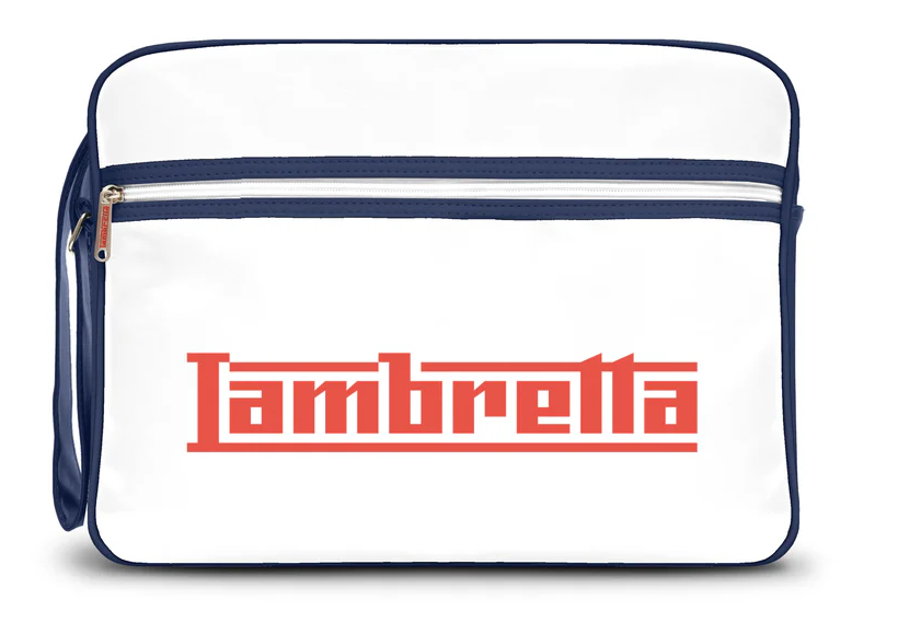 Lambretta Classic Retro Logo White/Navy Messenger/Flight Bag