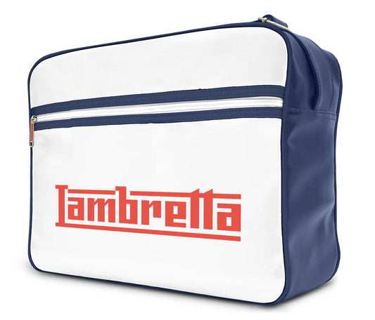 Lambretta Classic Retro Logo White/Navy Messenger/Flight Bag