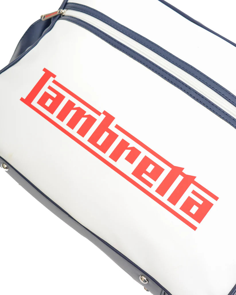 Lambretta Classic Retro Logo White/Navy Messenger/Flight Bag