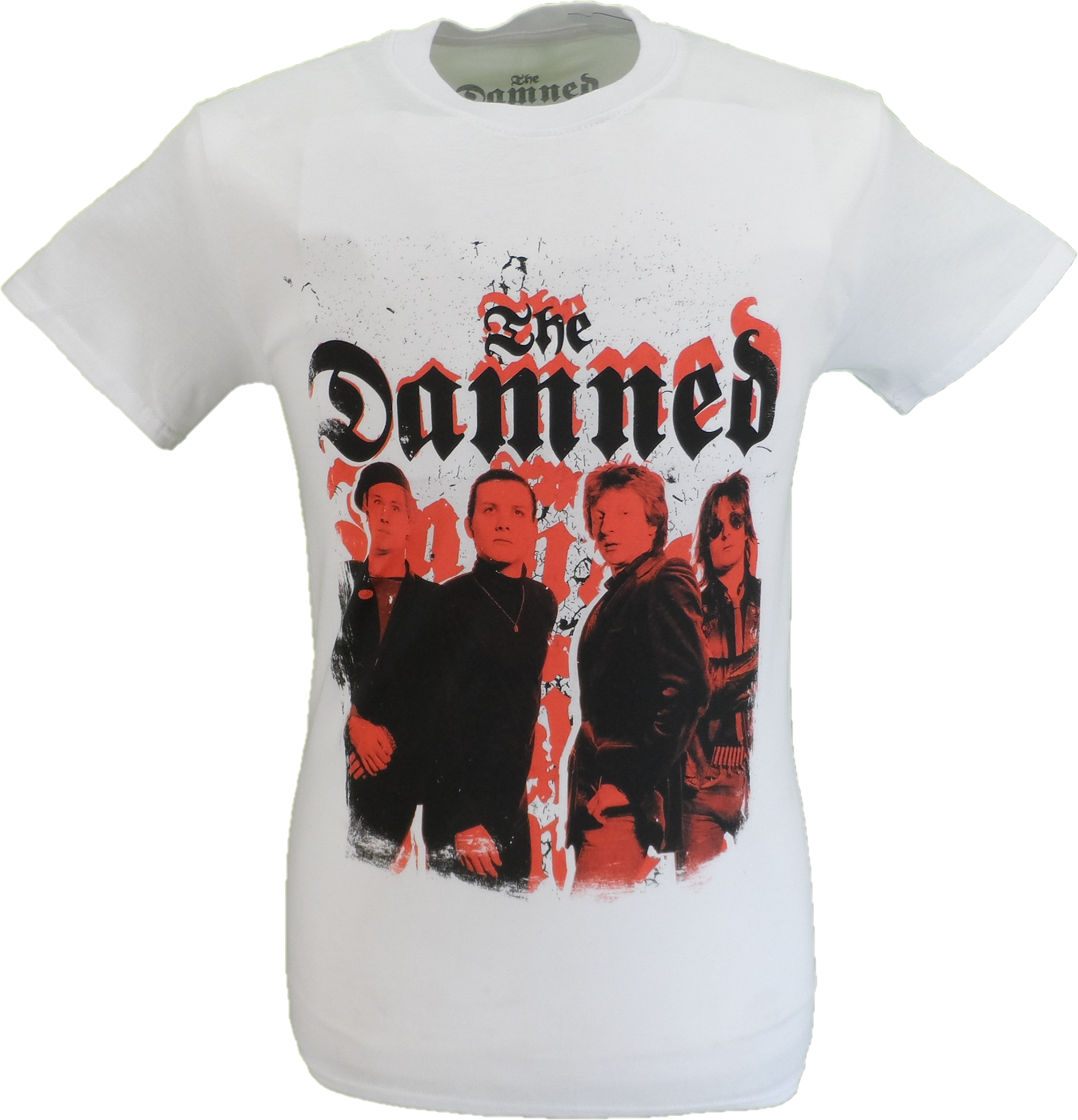 Mens White Official The Damned Repeat Logo Photo T Shirt