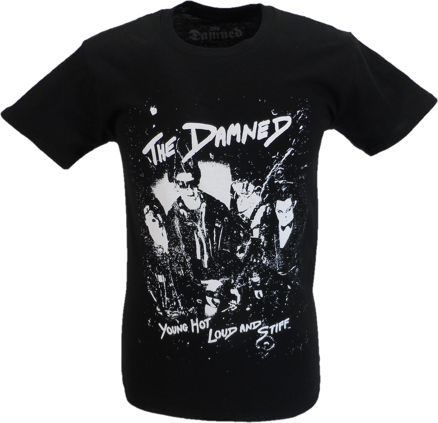 Mens Black Official The Damned Young Hot Loud & Stiff T Shirt
