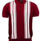Relco Mens Burgundy Retro Striped Knitted Polo Shirts
