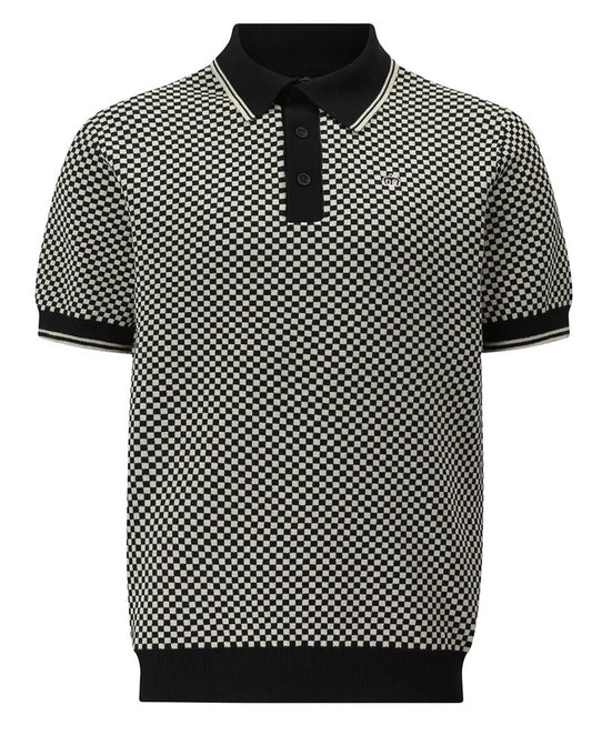 Schwarze Gestrickte Vintage- Mod Polo Shirts Herren Merc