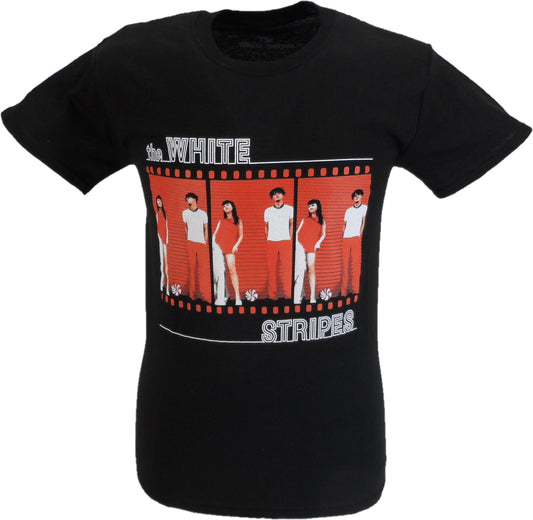 Black t-shirt with 'The White Stripes' band graphic on a white background