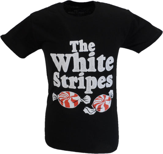 Black t-shirt with 'The White Stripes' text and candy graphics on a white background