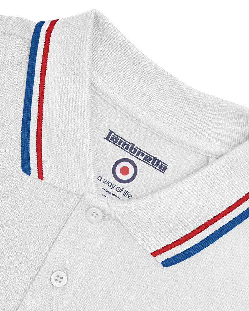 Lambretta White/Red/Blue Retro Target Logo 100% Cotton Polo Shirts