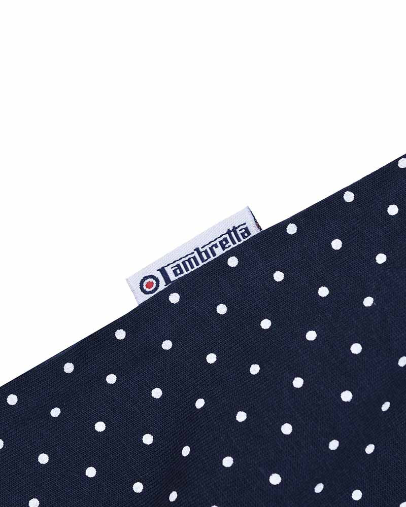 Lambretta Mens Navy/White Polka Dot Print Polo Shirts