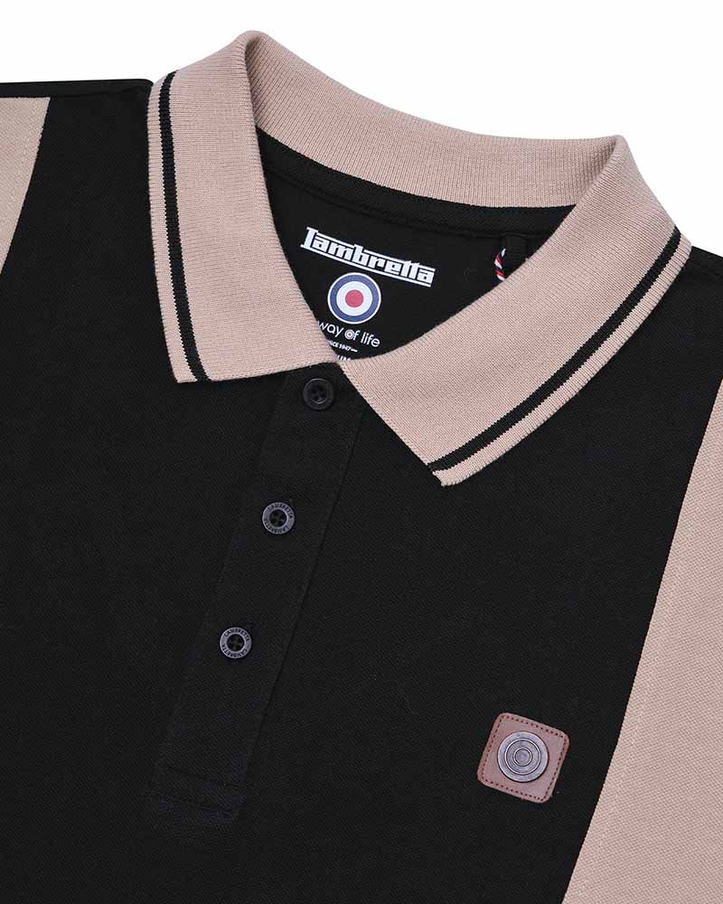 Lambretta Black/Nomad Vintage Panel Polo Shirts