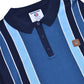 Lambretta Mens Navy Blue Striped Knitted Polo Shirt