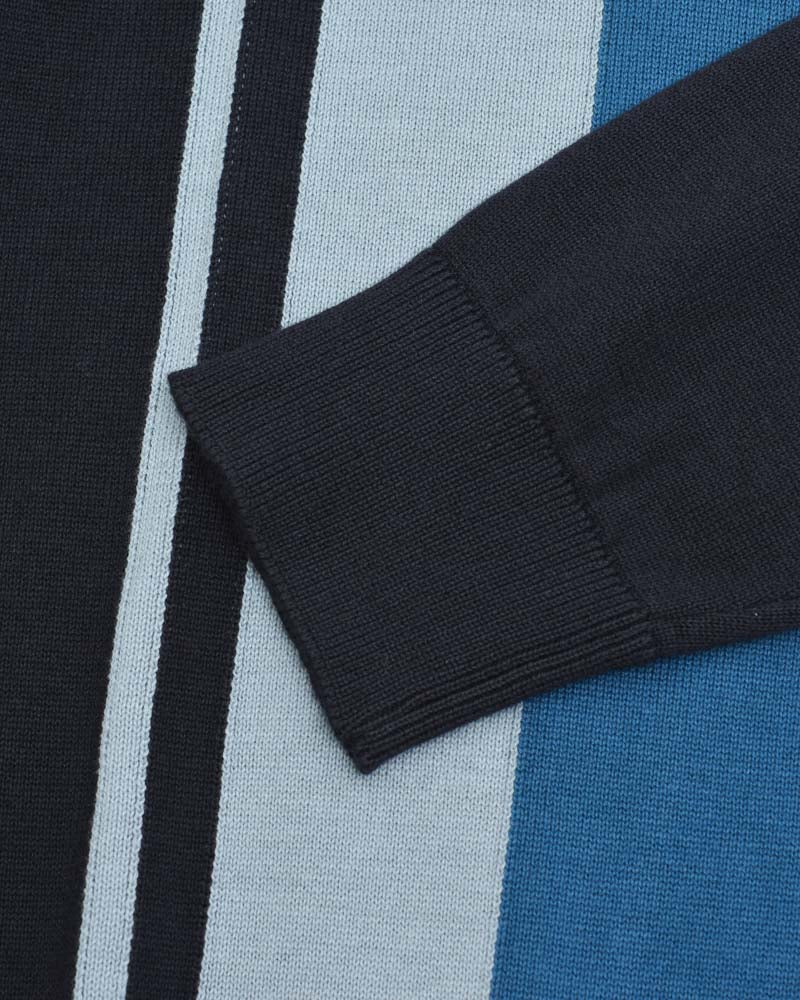Lambretta Mens Navy Blue Striped Knitted Polo Shirt