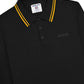 Lambretta Mens Black Gold Tipped Collar Knitted Polo Shirt