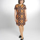 LHM Ladies 60s Retro Mod Vintage Orange/Brown Mini Dress