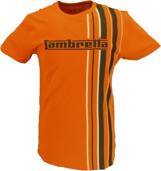 Lambretta Mens Orange Striped Retro T Shirt