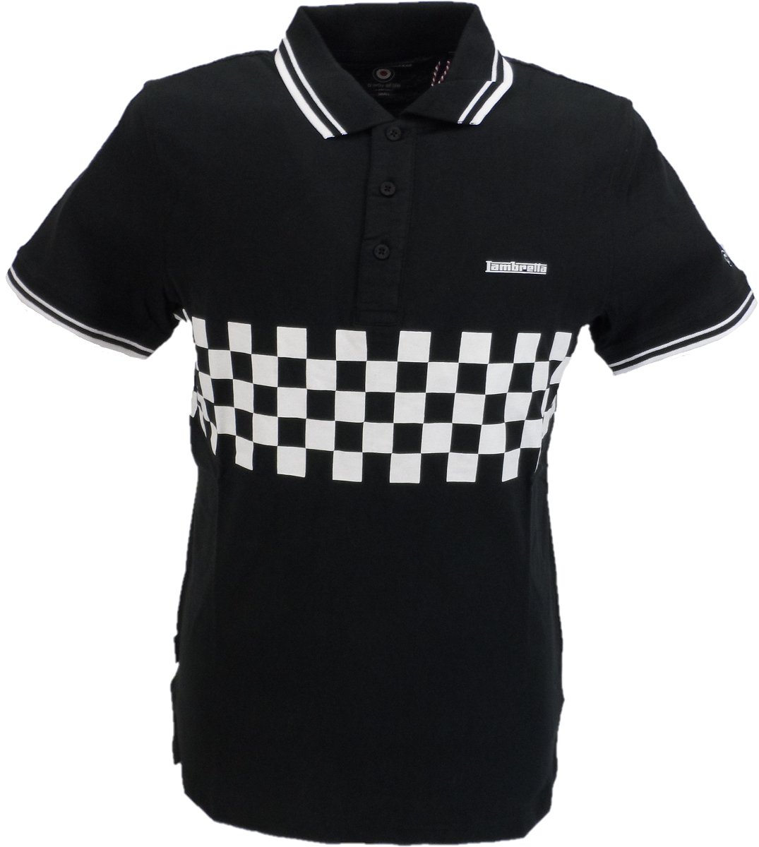 Lambretta Black & White Retro Two Tone Tipped Polo Shirts