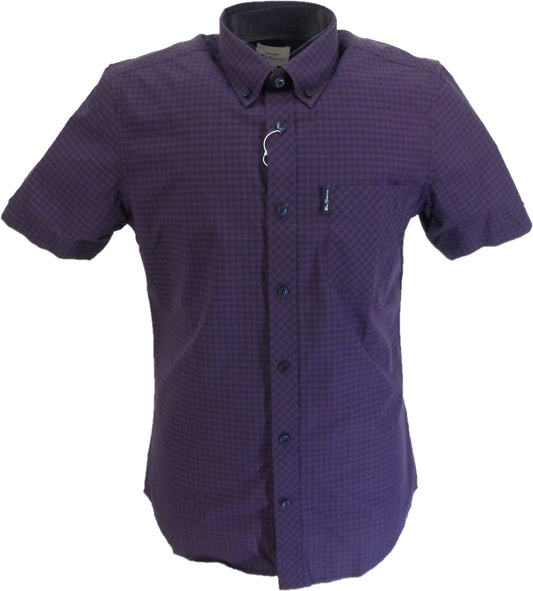 Ben Sherman Mens Plum Gingham Check Short Sleeved Shirts …