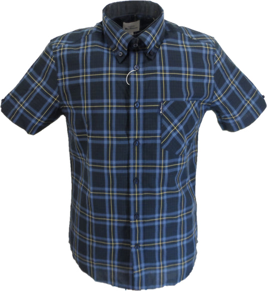 Ben Sherman Mens Dark Navy Big Check Short Sleeved Shirt