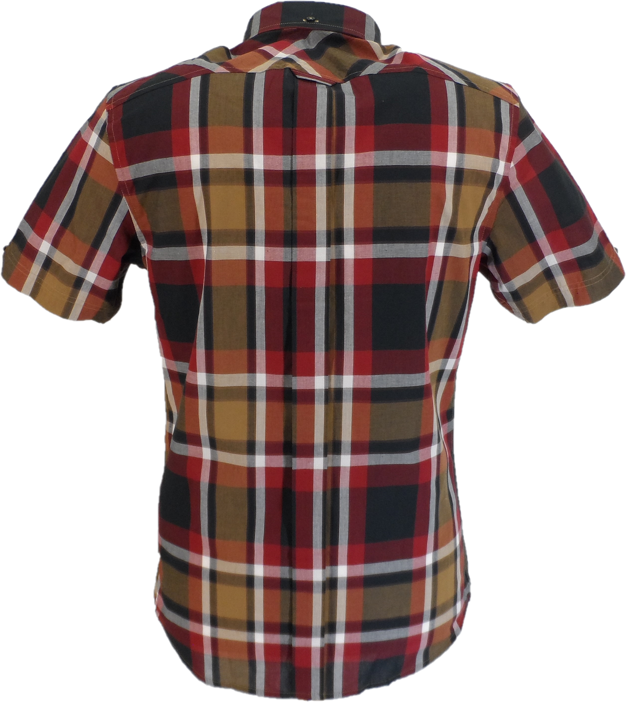 Ben Sherman Mens Red Big Check Short Sleeved Shirt