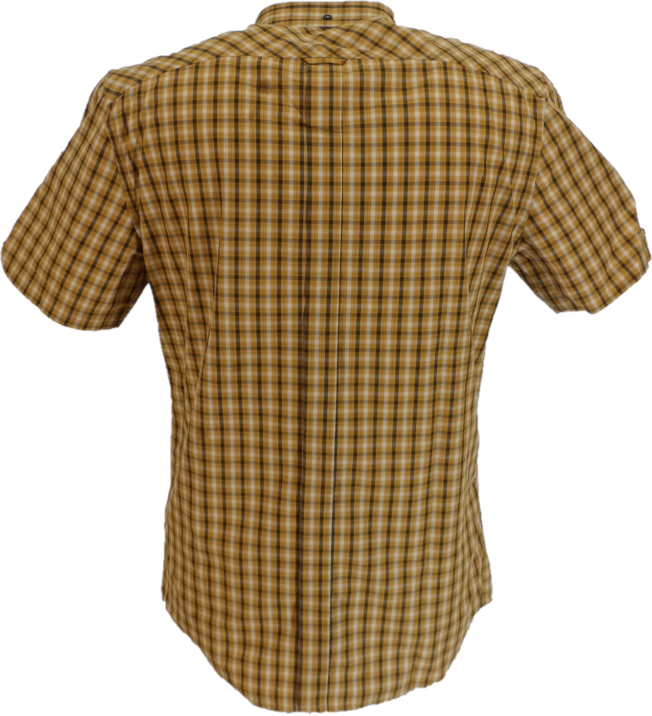 قميص Ben Sherman الرجالي ذو مربعات الخردل بأكمام قصيرة