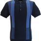 Ben Sherman Navy Blue Knitted Stripe Intarsia Polo Shirt