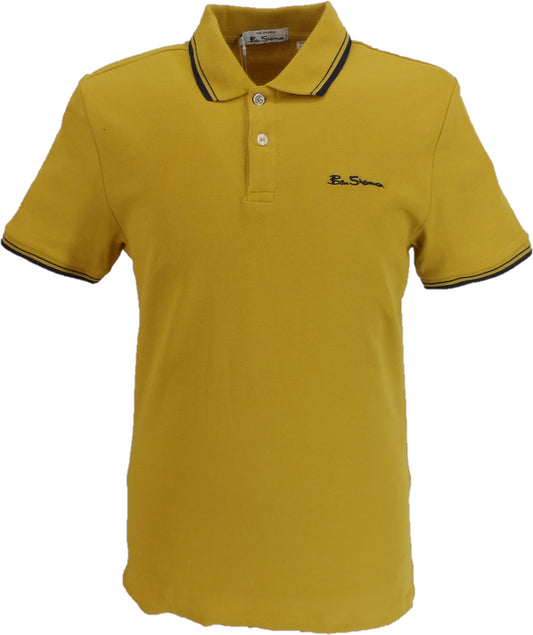 قميص بولو Ben Sherman للرجال مصنوع من القطن بنسبة 100% باللون الذهبي