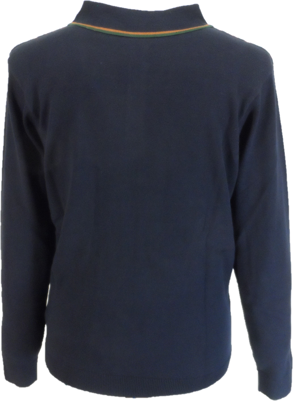 Gabicci polo tricoté rétro géométrique bleu marine pour homme