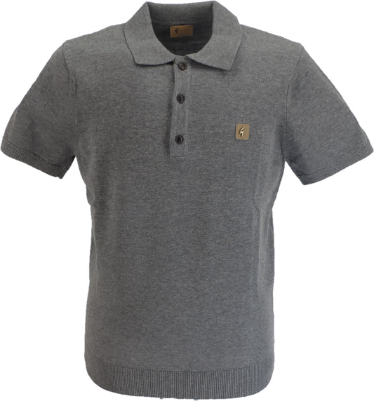 Gabicci Vintage Mens Grey Jackson Knitted Polo Shirt