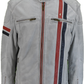 Gabicci chaqueta de rally de cuero blanco/azul/rojo para hombre