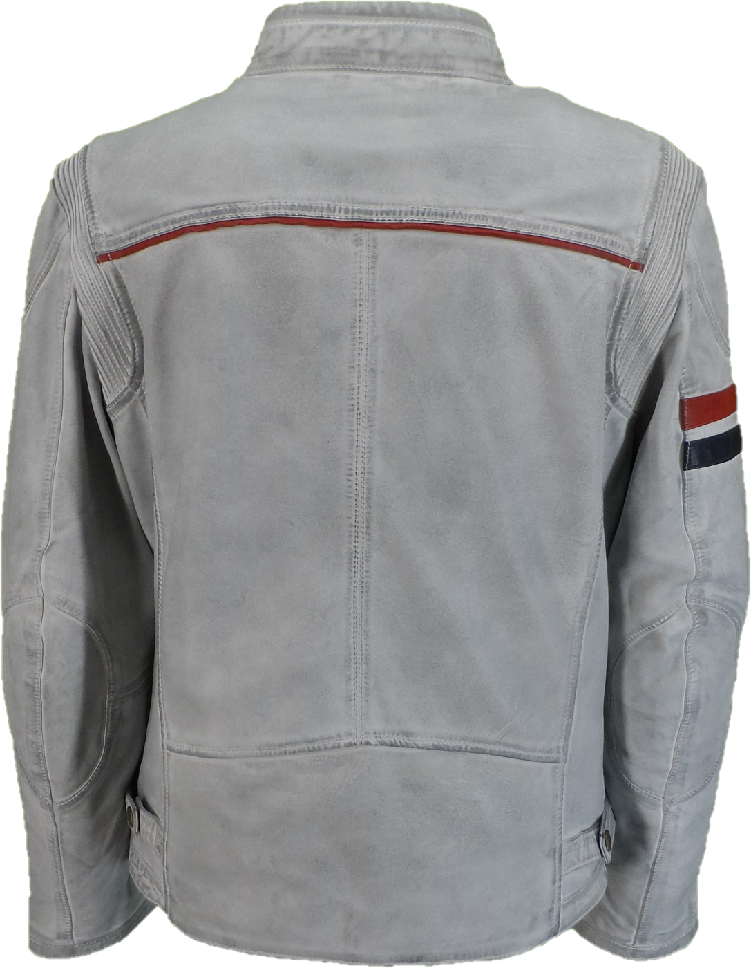 Gabicci Mens White/Blue/Red Leather Rally Jacket