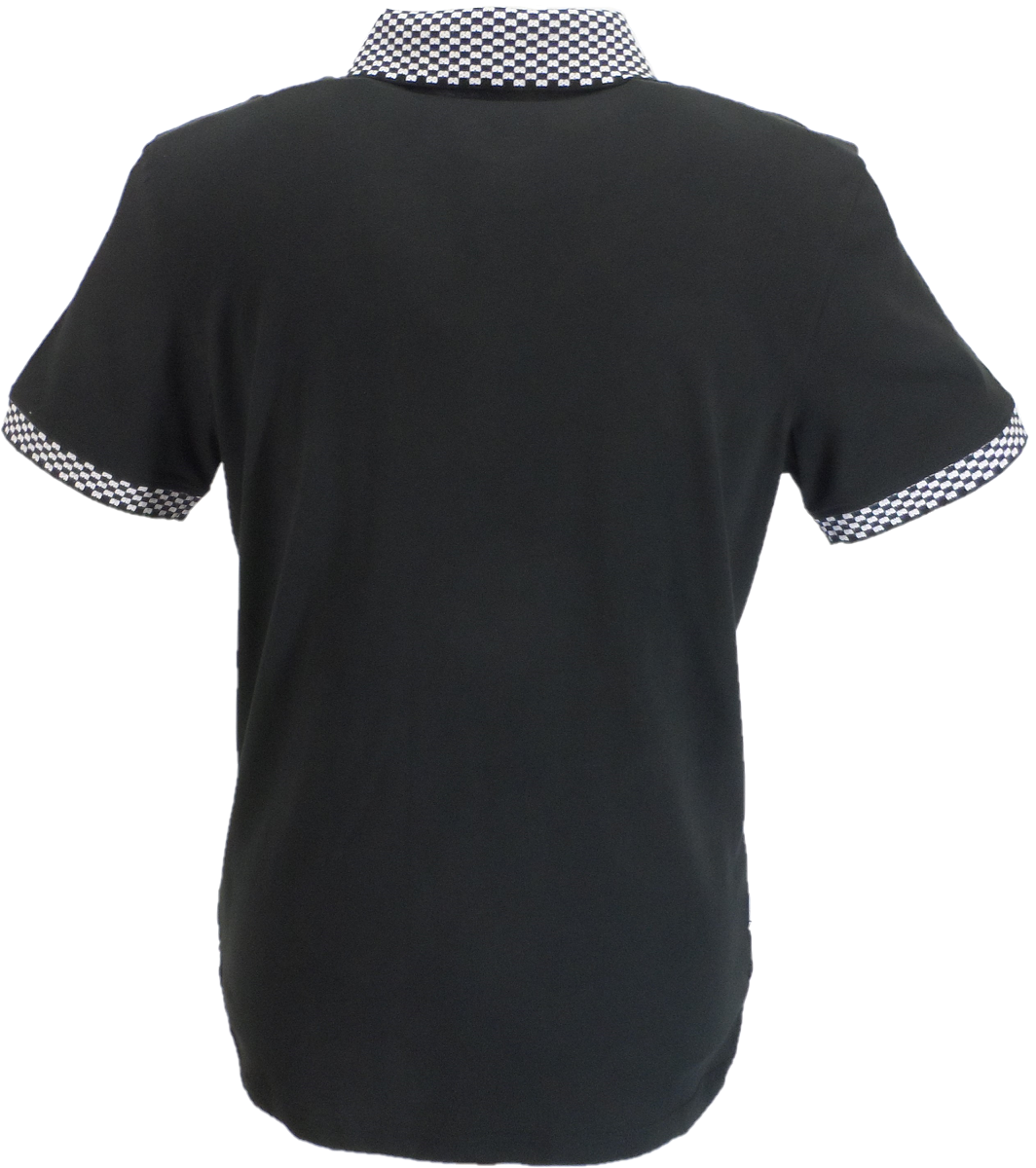 Lambretta Mens Black Checkerboard Collar Polo Shirts